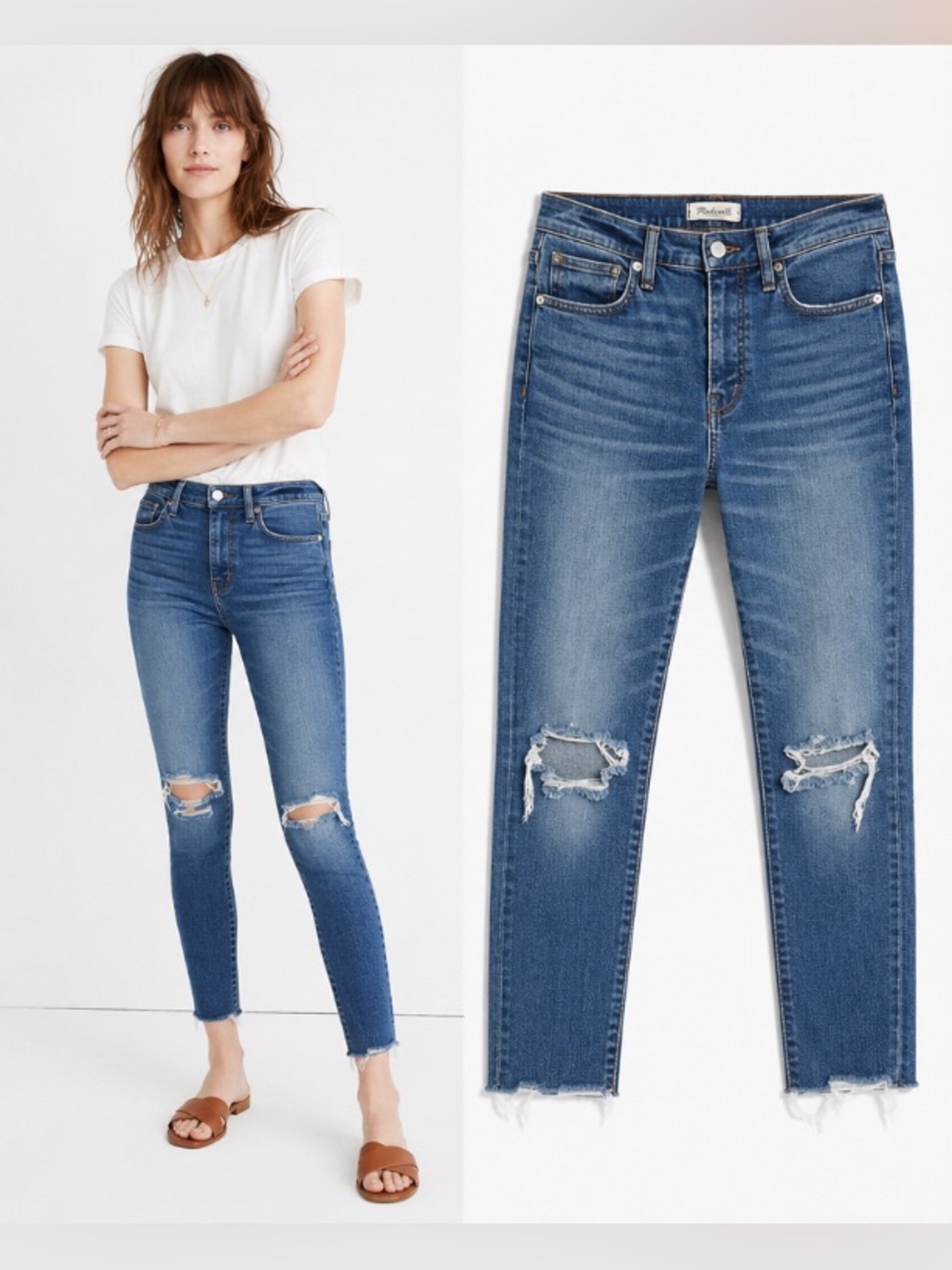 Madewell High-Rise Distressed Skinny Jeans | Medium Wash | Size 25/Women’s 2